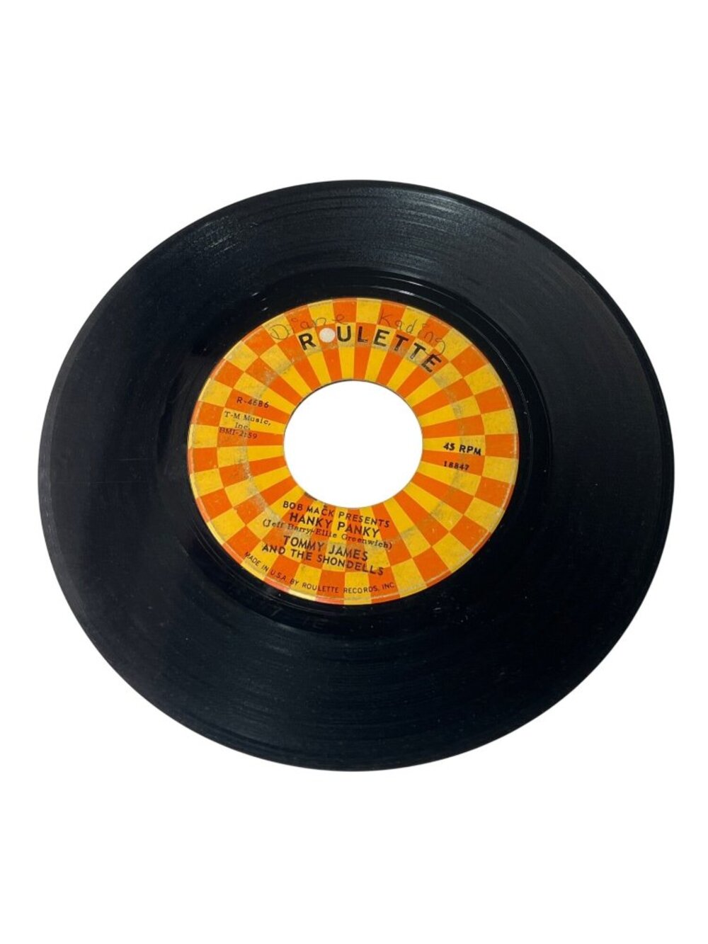 Tommy James & The Shondells "Hanky Panky" & "Thunderbolt" 45 RPM Roulette Record